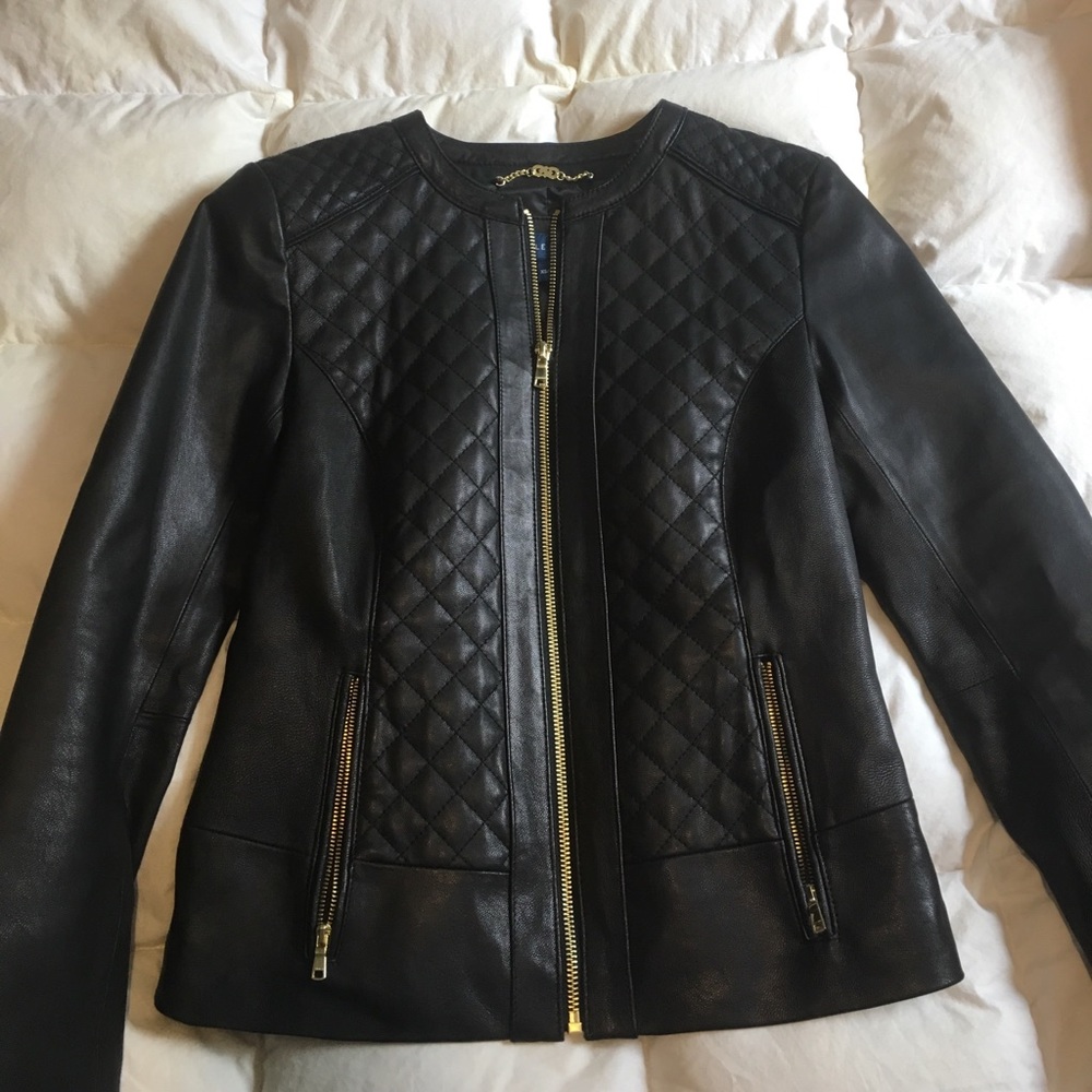 Cole Haan black leather jacket